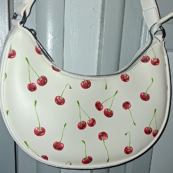 Betsey Johnson White Cherry-Print Crescent Mini Bag - Picture 8 of 8